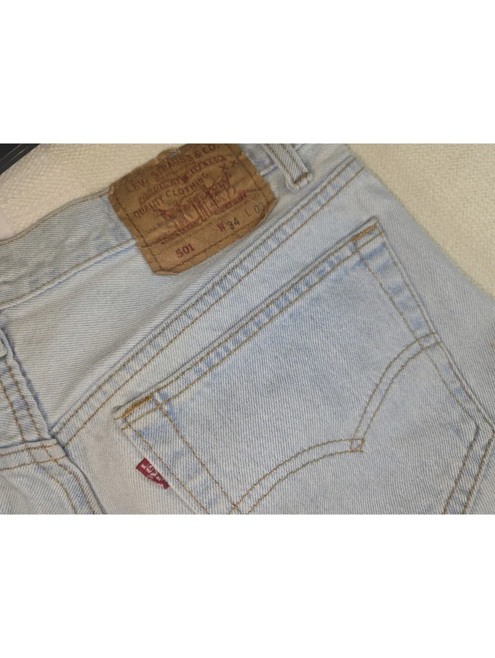 Vintage 90s Levis 501 Made in USA Denim Shorts Jorts Light Wash Men 34